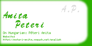 anita peteri business card